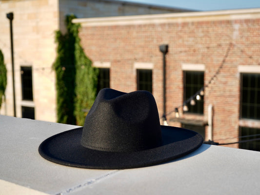 Dope Headwear's black color wide brim fedora for men and women.