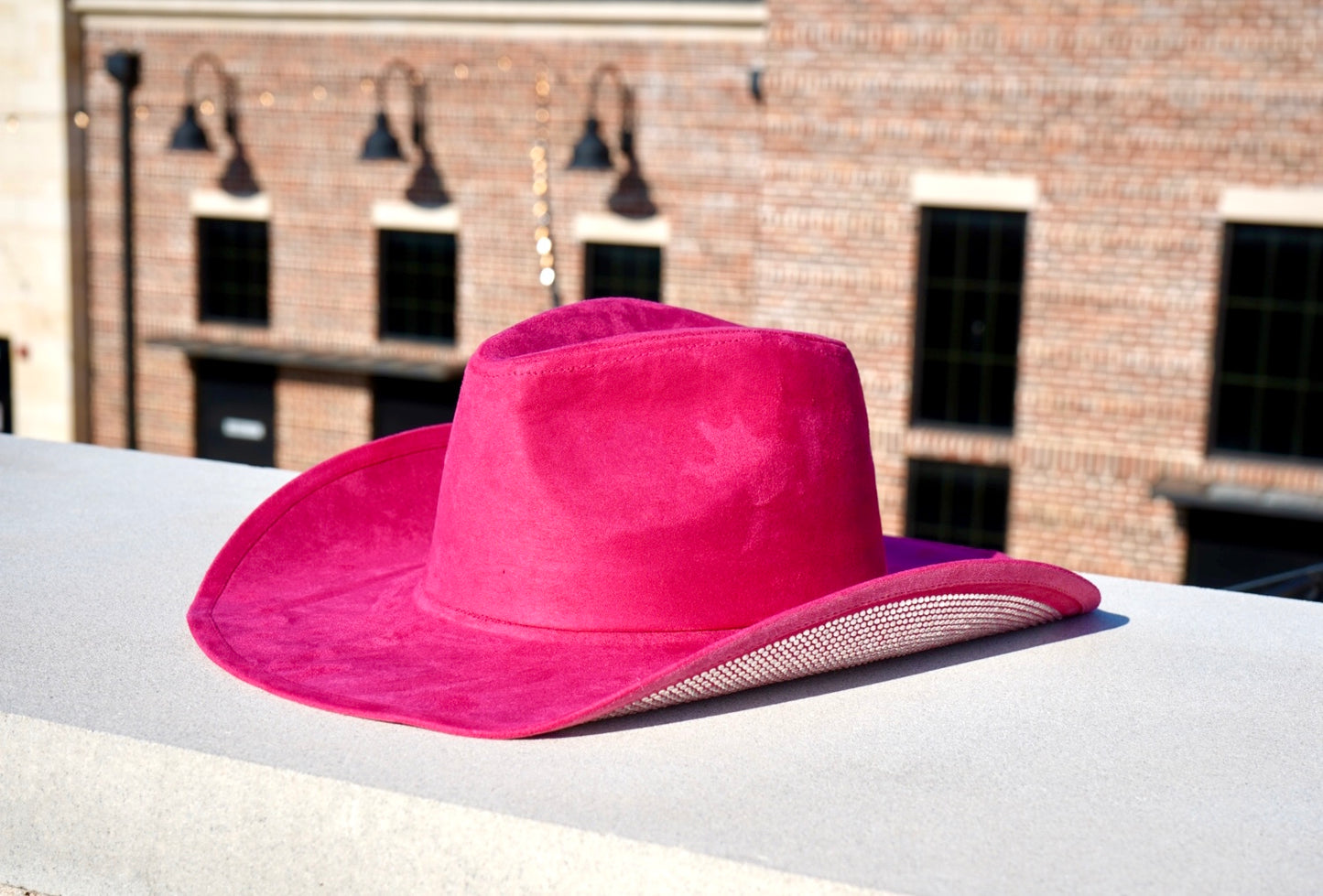 Vegas Rhinestone Cowgirl Hat - Fuchsia