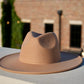 Dope Hats tan color wide brim fedora hat for men and women.