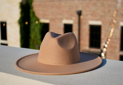 Dope Hats tan color wide brim fedora hat for men and women.