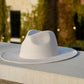 Cream Color Vegan Suede Wide Brim Fedora