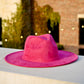 Hot Pink Color Vegan Suede Wide Brim Fedora