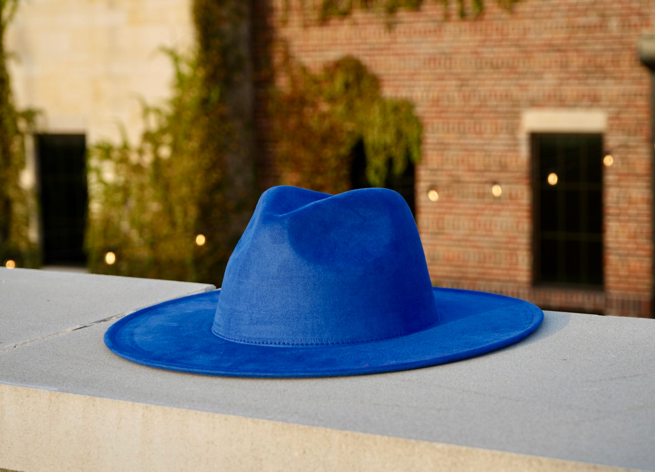 Atlanta - Suede Wide Brim Fedora in Blue – Dope Headwear