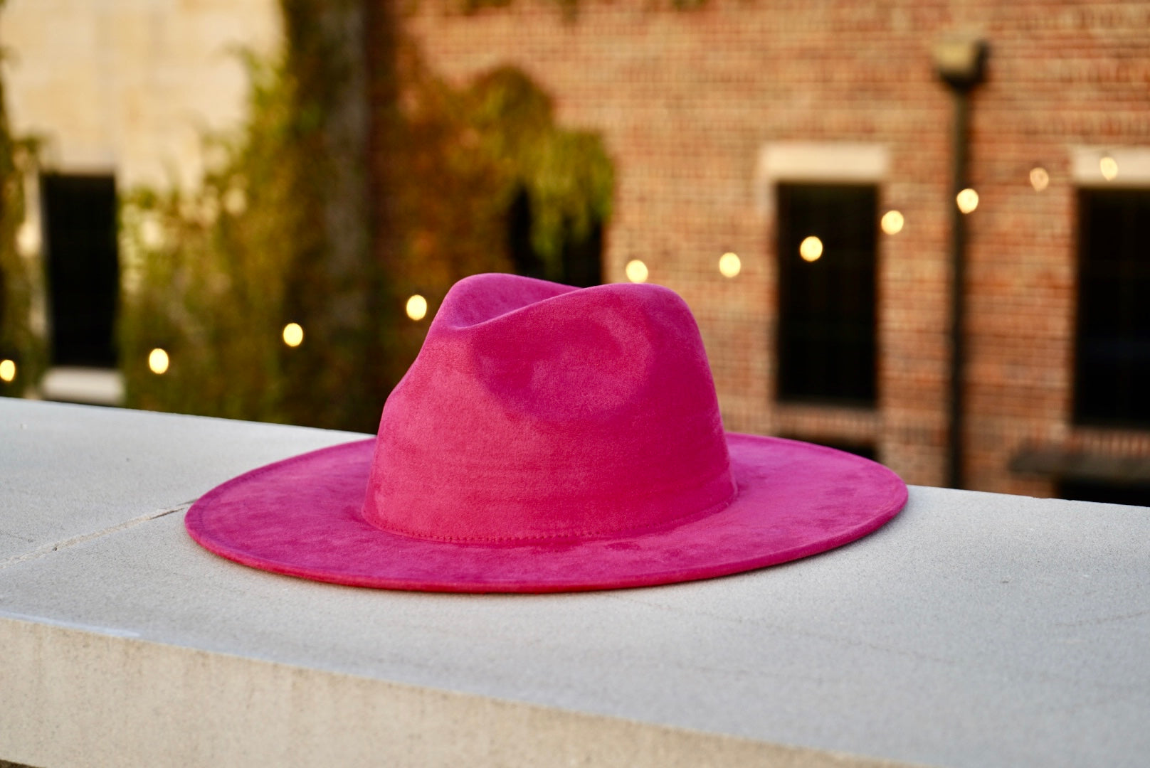 Atlanta - Suede Wide Brim Fedora in Hot Pink – Dope Headwear