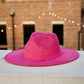 Atlanta Suede Wide Brim Fedora - Hot Pink