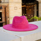 Atlanta Suede Wide Brim Fedora - Hot Pink