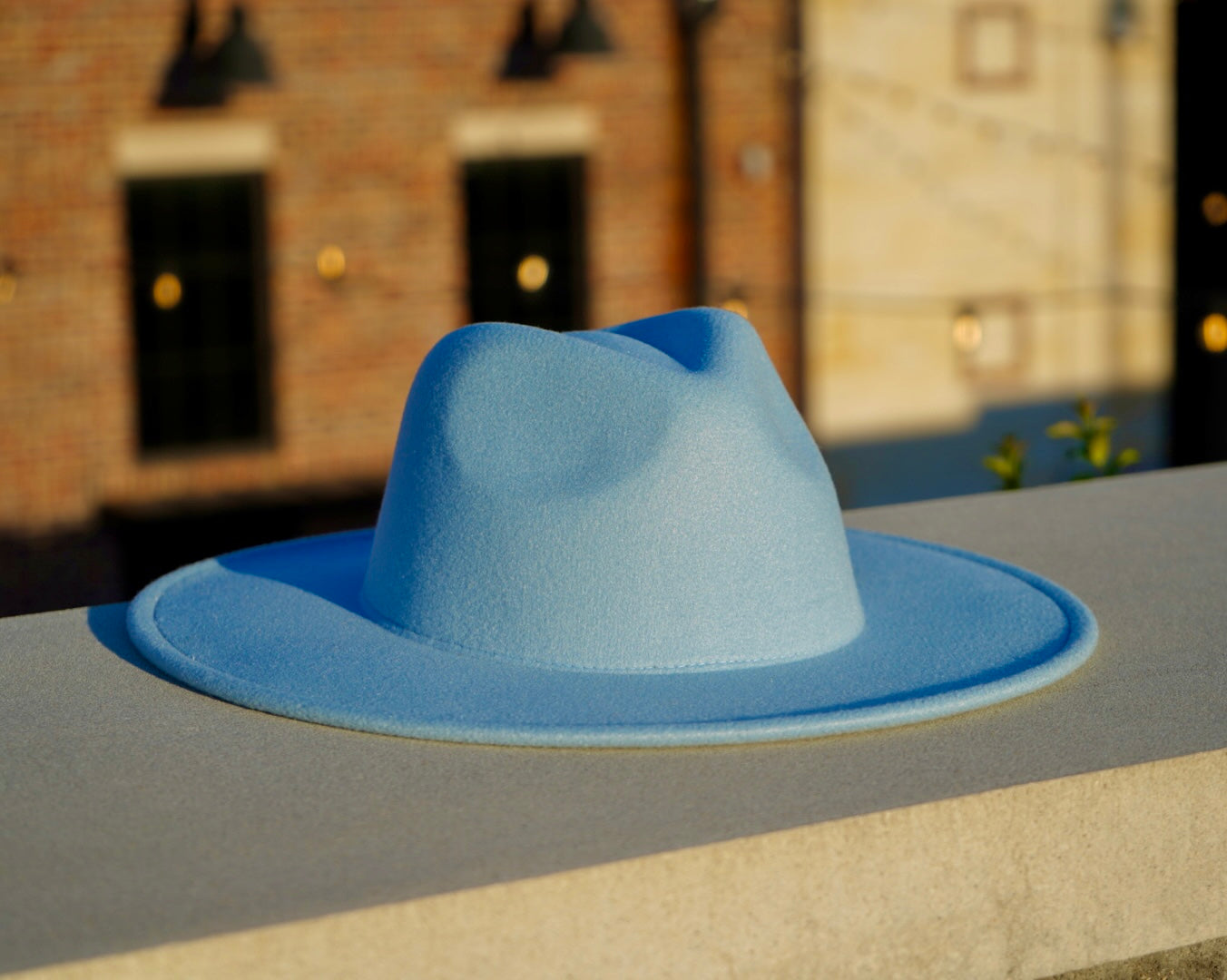 Atlanta - Wide Brim Fedora Hat - Light Blue – Dope Headwear display picture 3