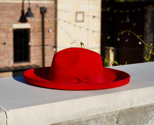 Dallas Pencil Brim Fedora - Red