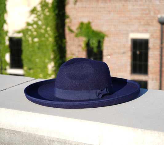 Dallas Pencil Brim Fedora - Navy Blue