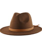 Brown color classic fedora with a leather headband.
