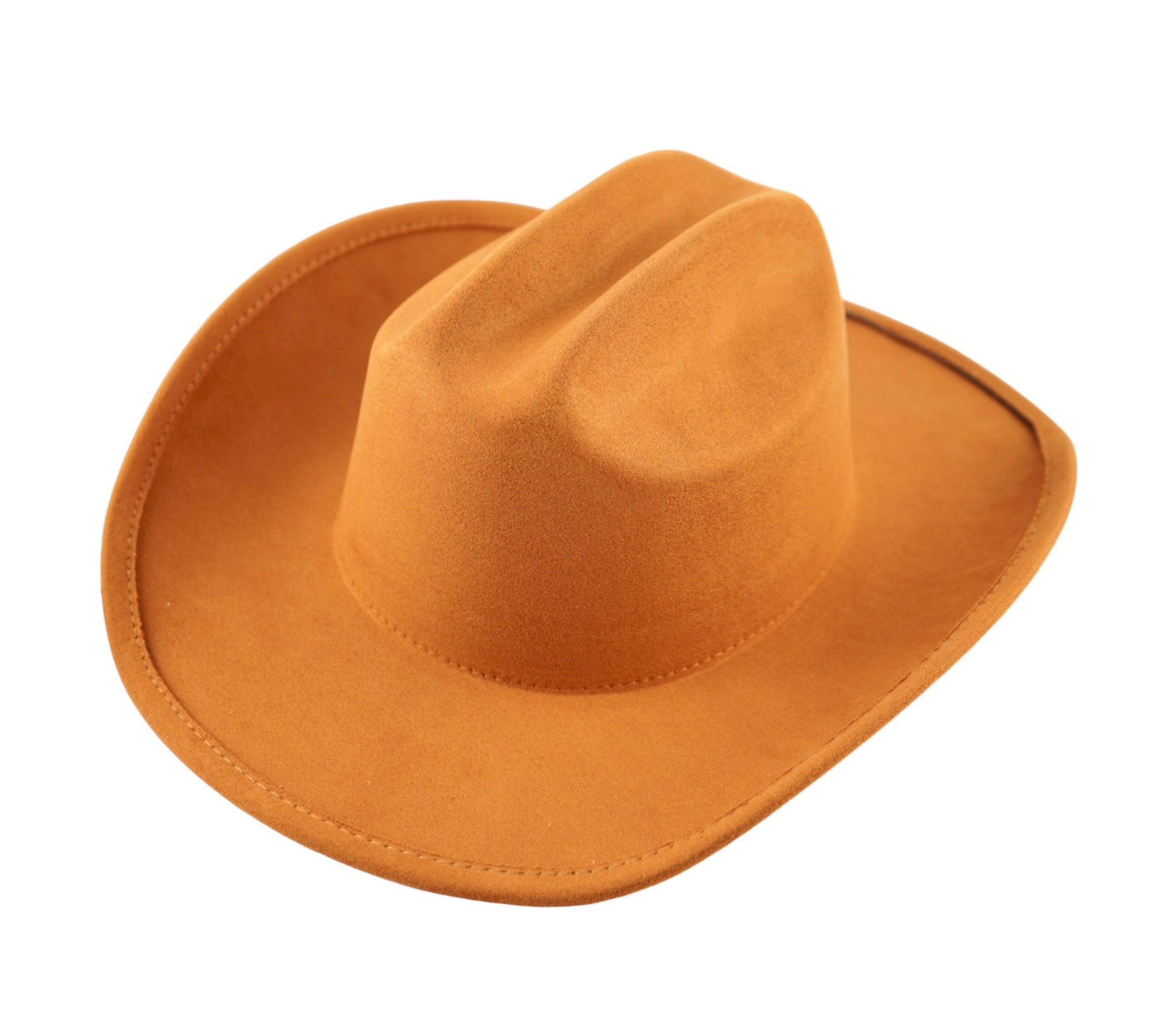 A faux suede cowgirl hat for women in a rust color.