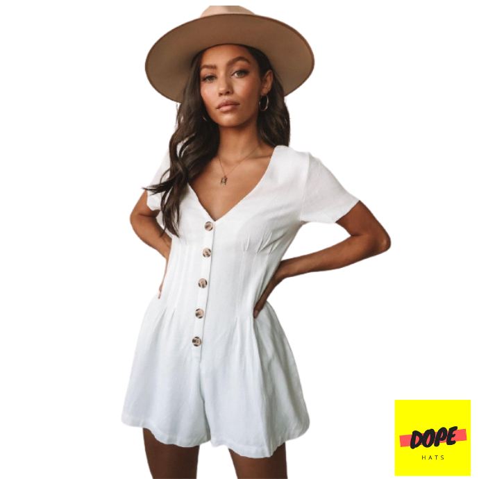 dope hats store banner advertisement showing a women modeling wearing a black unisex keith james fedora