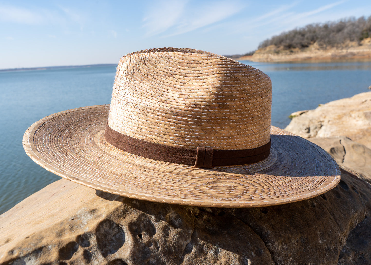 South Beach Palm Wide Brim Sun Hat - Dark