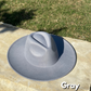 Gray fedora hat in natural light.