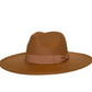 Dope hat's classic wide brim fedora with a ribbon in bronw color.