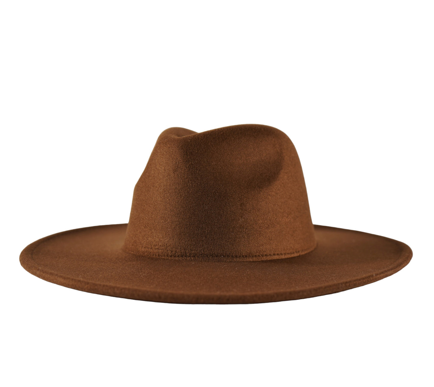 Side view of a brown fedora.