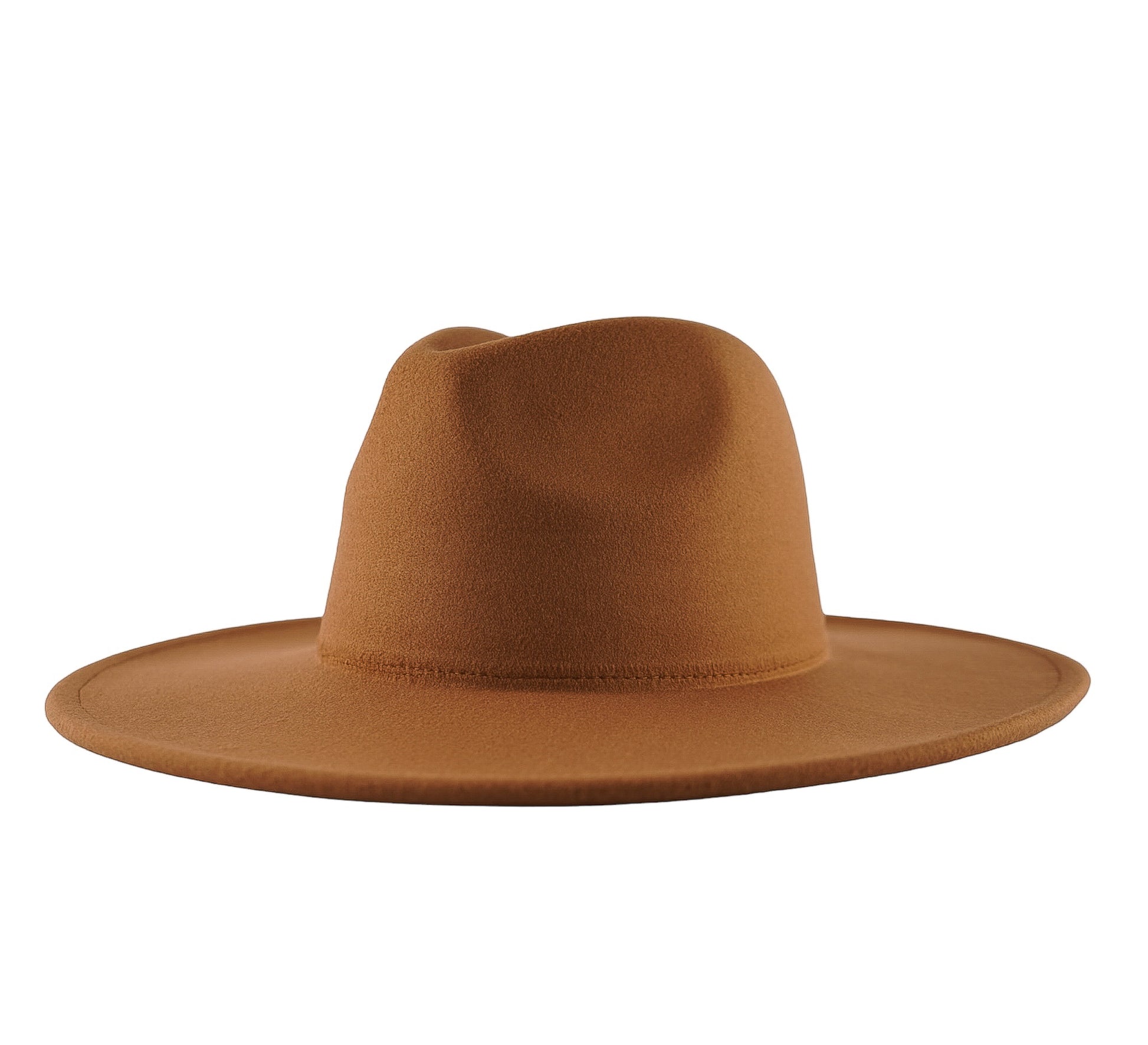 A picture of dope hat's wide brim fedora in dark tan color.