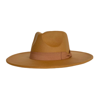 dope hats store women's beige colored wide brim hat with a ribbon