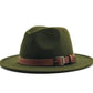 dope hats store unisex army green fedora with leather band