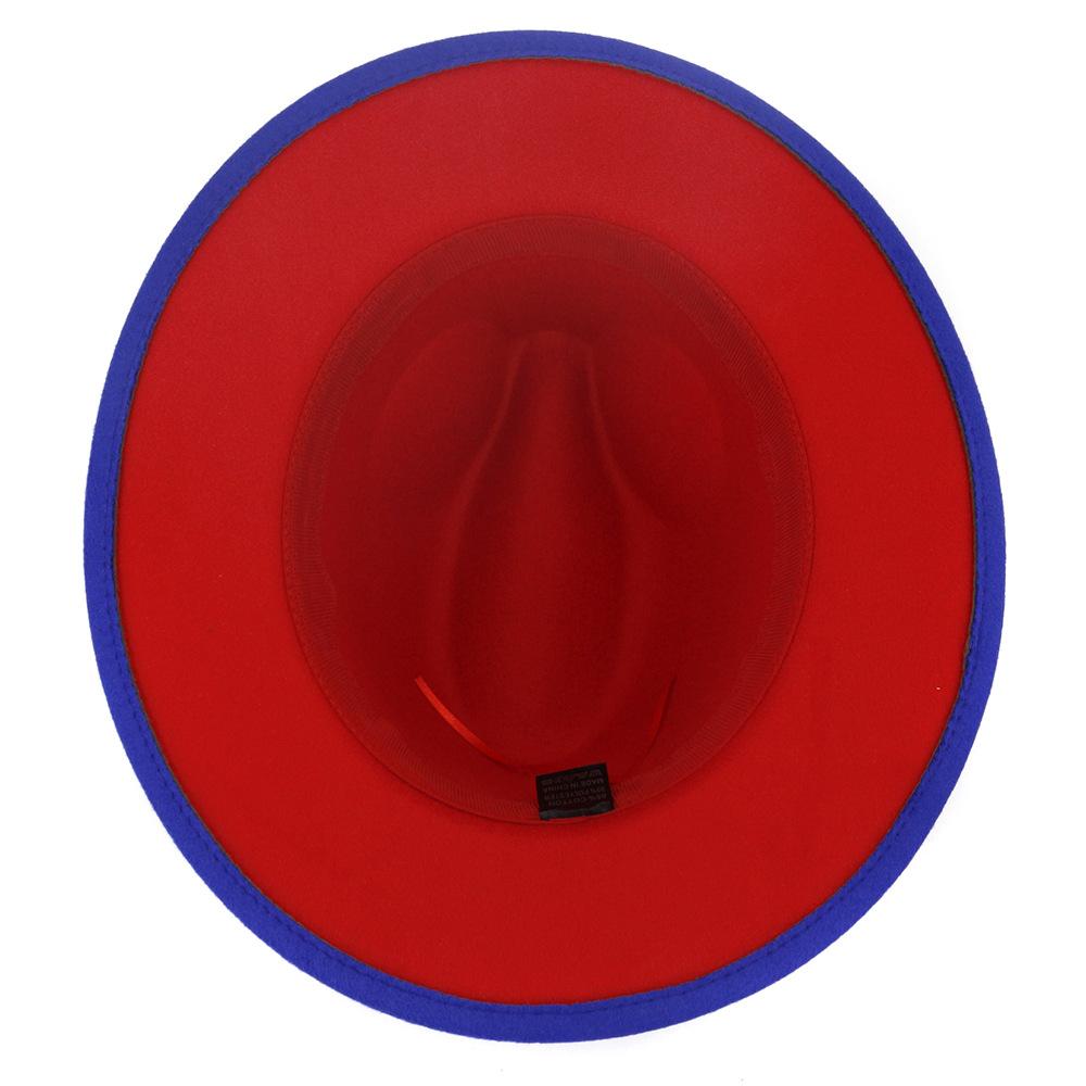 dope hats store unisex red and blue color wide brim fedora