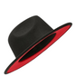 red and black two tone unisex fedora hat