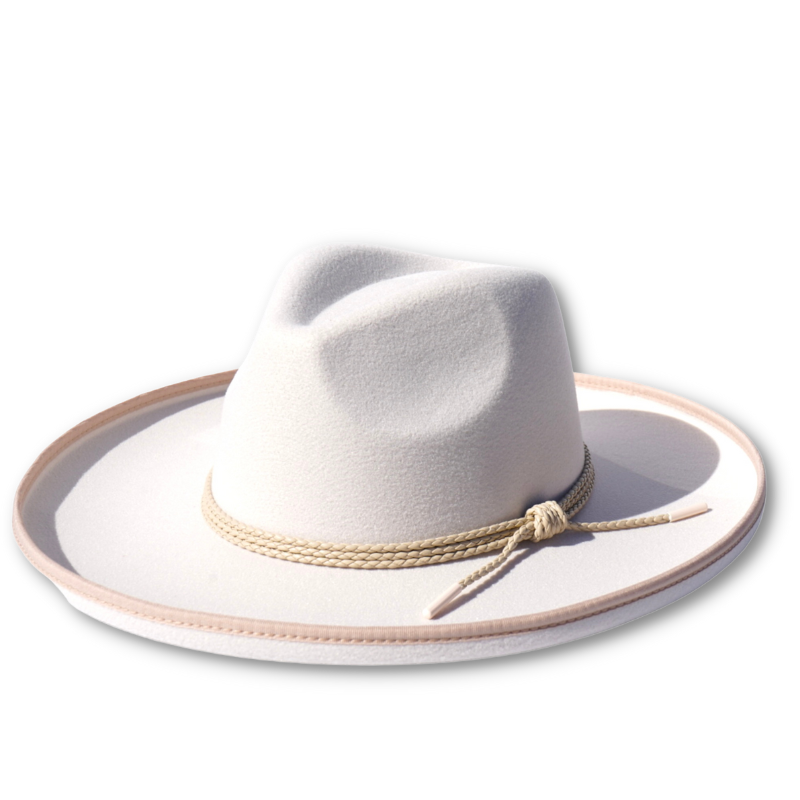 Dope headwear's ivory white colored pencil brim fedora hat.