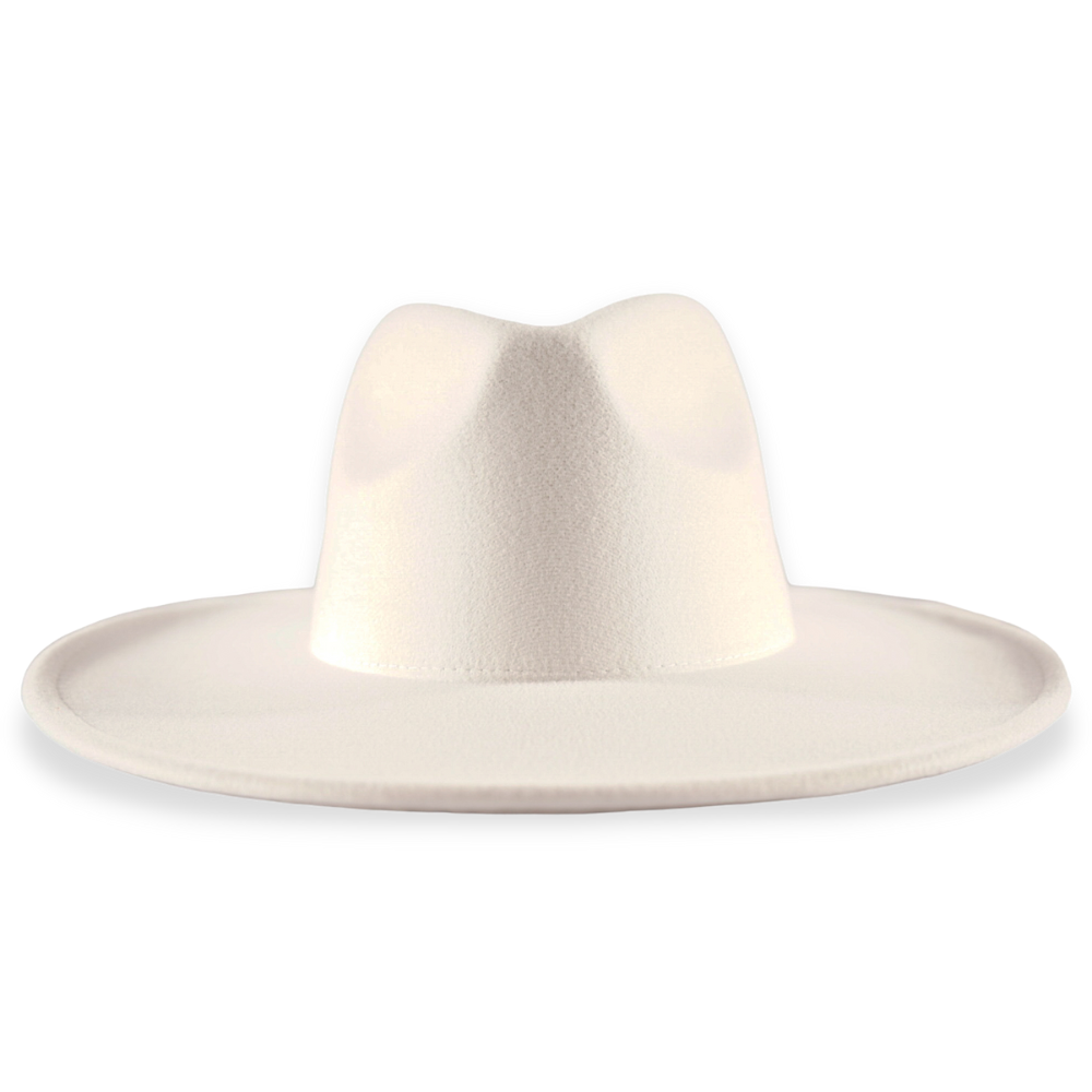 dope hats store photo showing a white wide brim fedora.